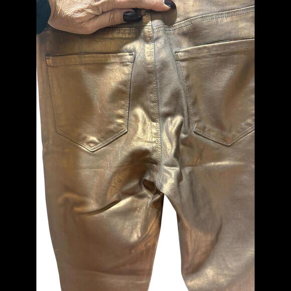 L’Agence Margot Coated Crop High Rise Skinny Jeans Bronzed Foil - Picture 7 of 8